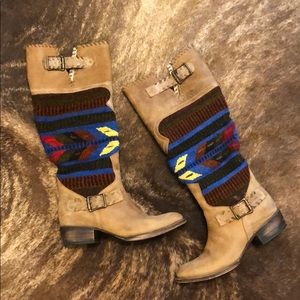 Freebies by Steven Tan Leather & Woven Boots